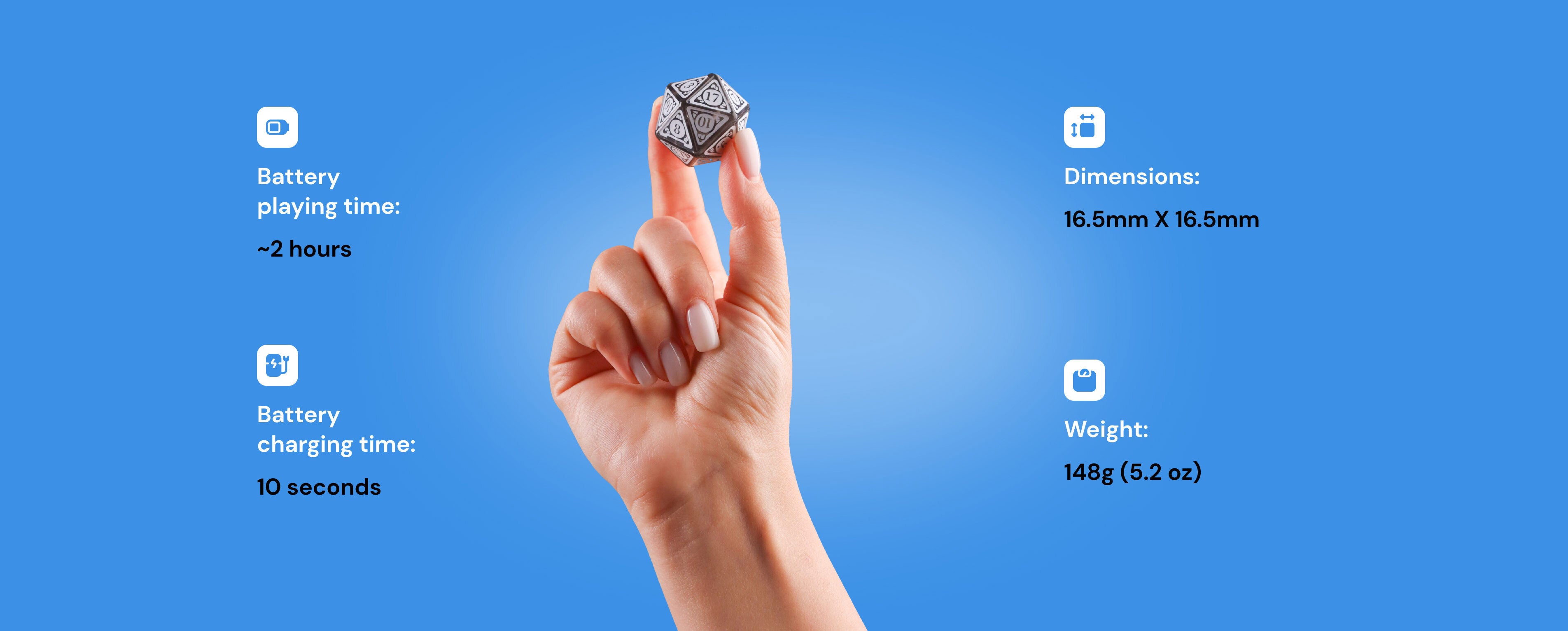Technical specifications of The 20 Sided Dice