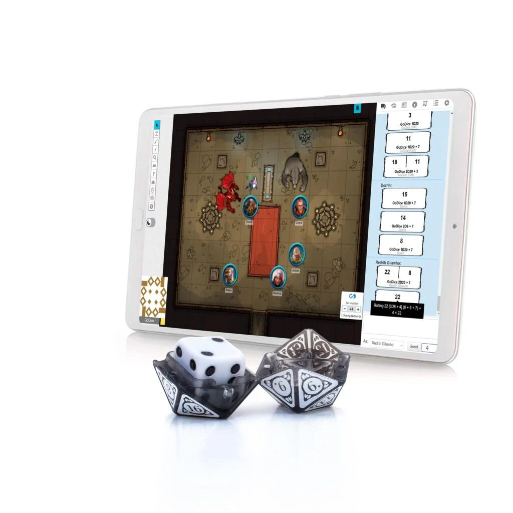 The 20 Sided Dice connected to the app